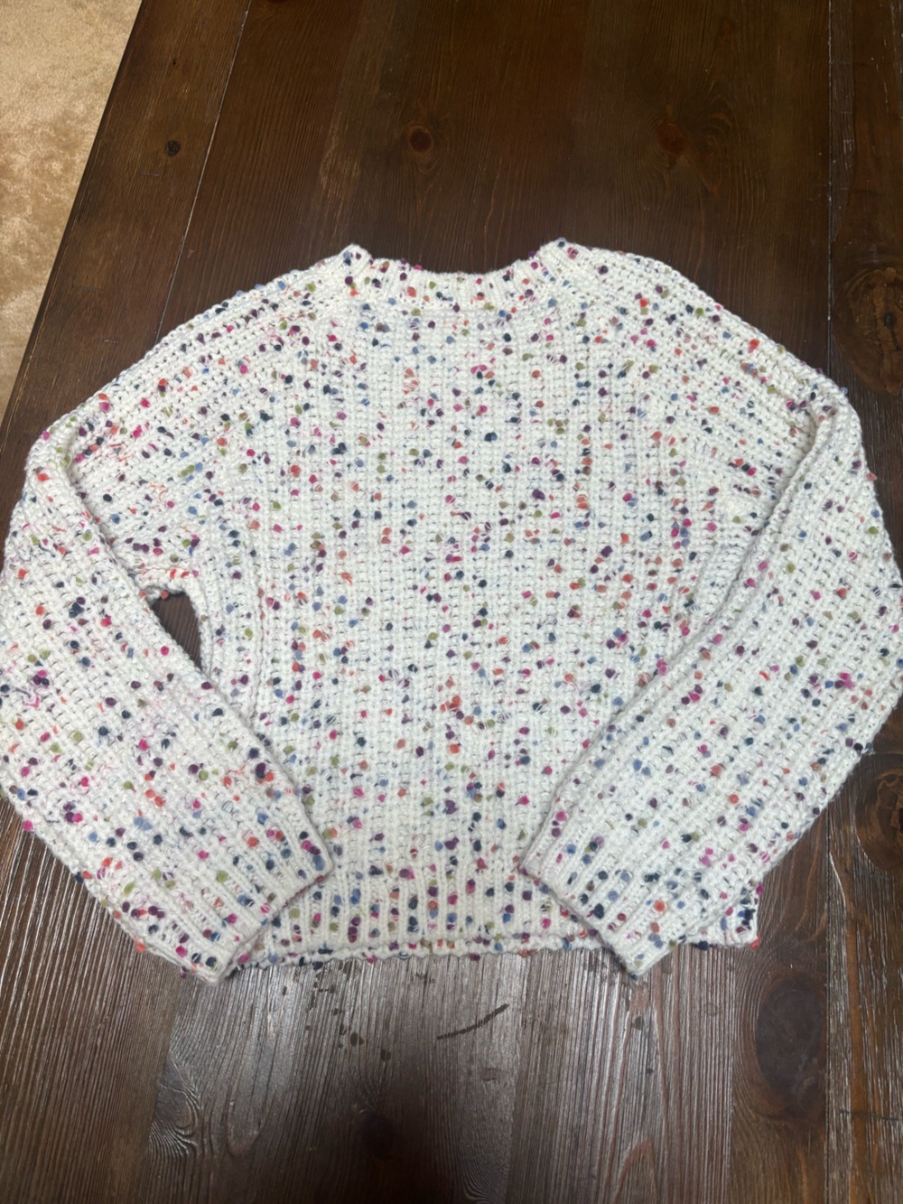 FINDING FOXTAIL KIDS Cream Speckled Confetti Chunky Rib Knit Sweater Sz 10